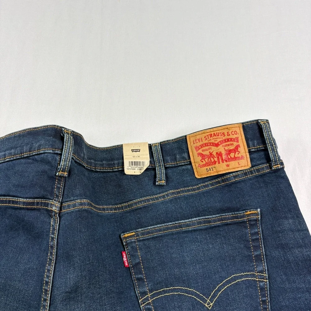 Levis 541 Jeans Mens 50x30 Blue Athletic Taper Stretch Denim NEW